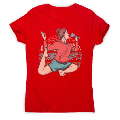 Girl in yoga wine pose women's t-shirt Red