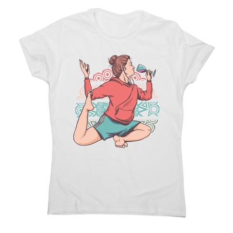 Girl in yoga wine pose women's t-shirt White