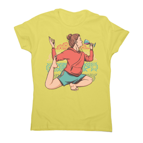 Girl in yoga wine pose women's t-shirt Yellow