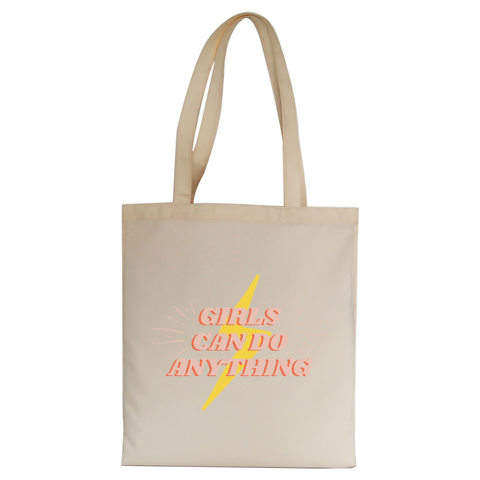 Girls can do anything tote bag canvas shopping Natural