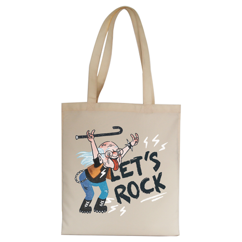 Grandfather rock and roll tote bag canvas shopping Natural