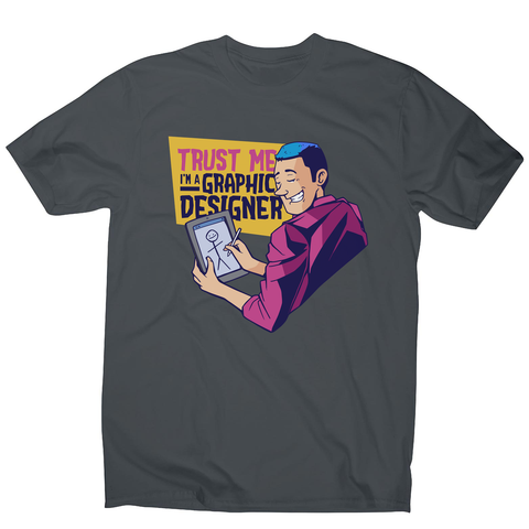 Graphic designer funny men's t-shirt Charcoal