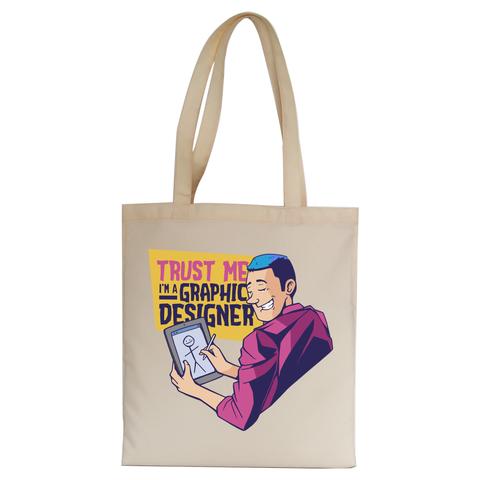 Graphic designer funny tote bag canvas shopping Natural