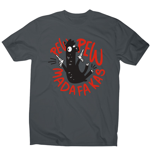 Guns llama men's t-shirt Charcoal