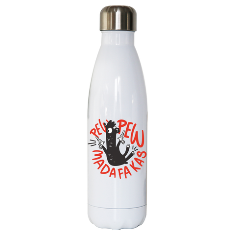 Guns llama water bottle stainless steel reusable White