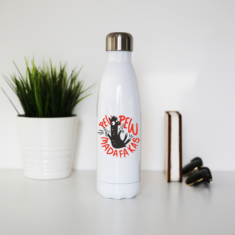 Guns llama water bottle stainless steel reusable White