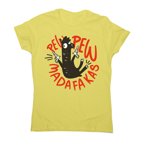 Guns llama women's t-shirt Yellow