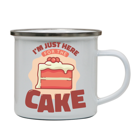 Here for the cake enamel camping mug White