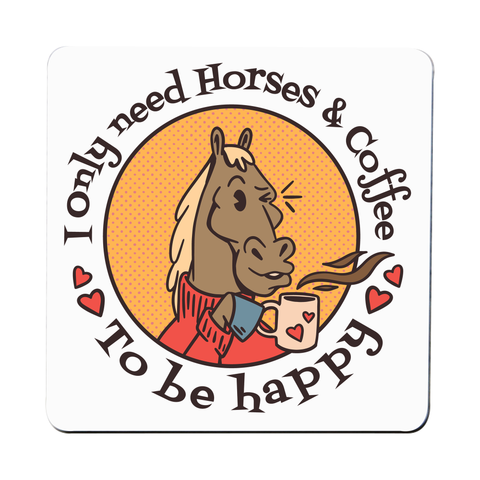Horses and coffee love coaster drink mat Set of 1