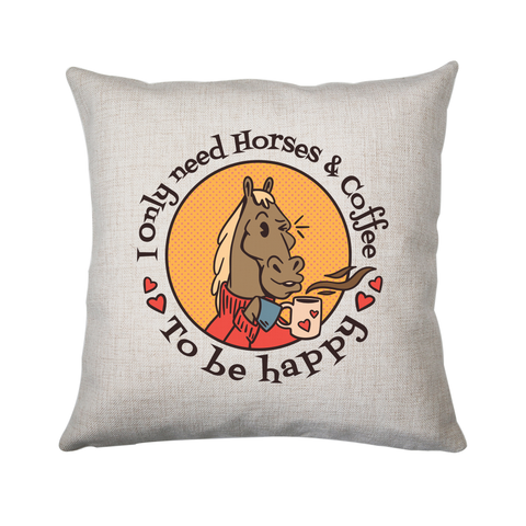 Horses and coffee love cushion 40x40cm Cover Only