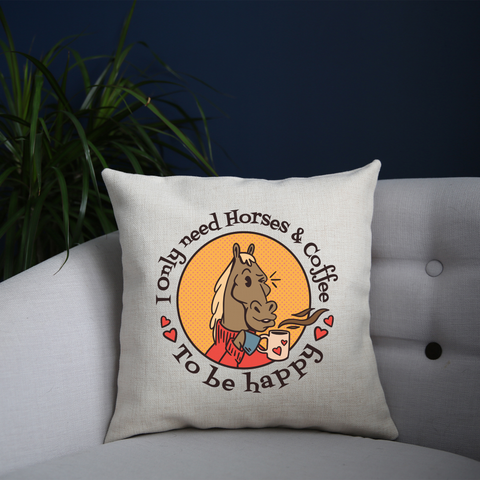 Horses and coffee love cushion 40x40cm Cover +Inner
