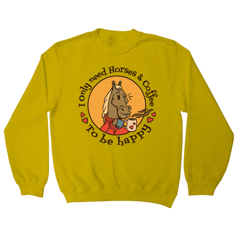 Horses and coffee love sweatshirt Yellow