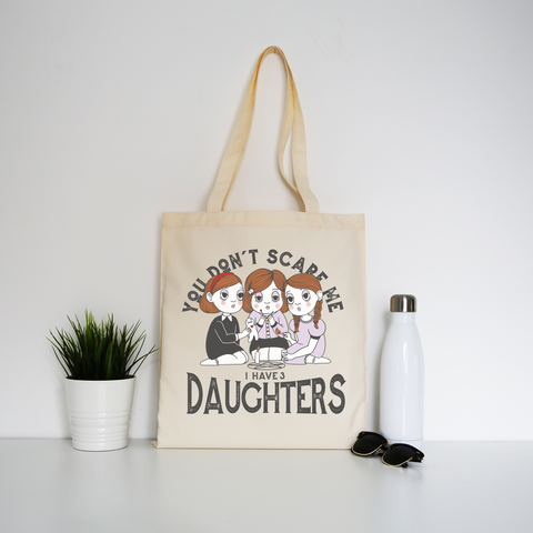 I have 3 daughters tote bag canvas shopping Natural