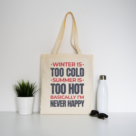 I'm never happy tote bag canvas shopping Natural