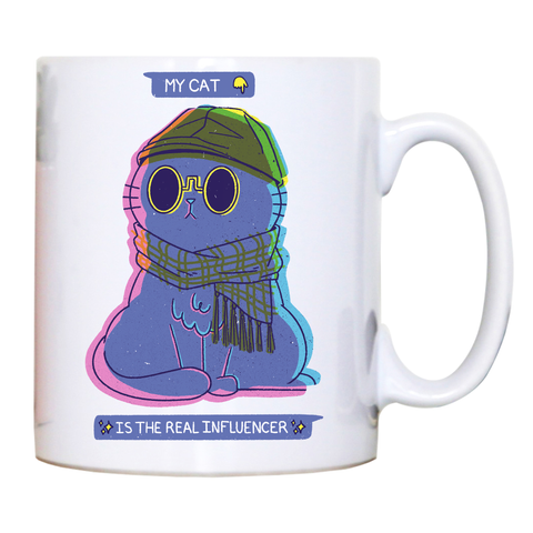 Influencer cartoon cat mug coffee tea cup White