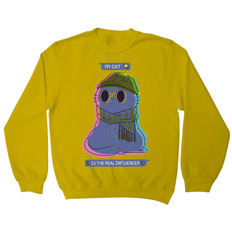 Influencer cartoon cat sweatshirt Yellow