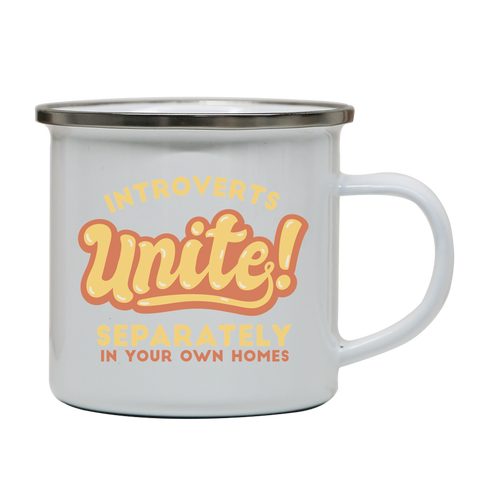 Introverts funny quote enamel camping mug White