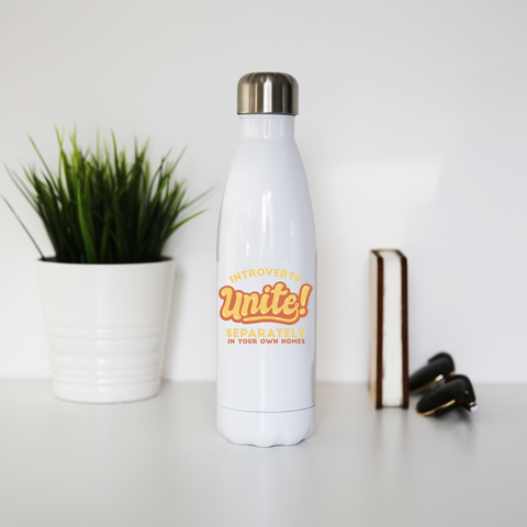 Introverts funny quote water bottle stainless steel reusable White