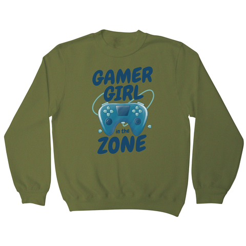 Joystick gamer girl sweatshirt Olive Green
