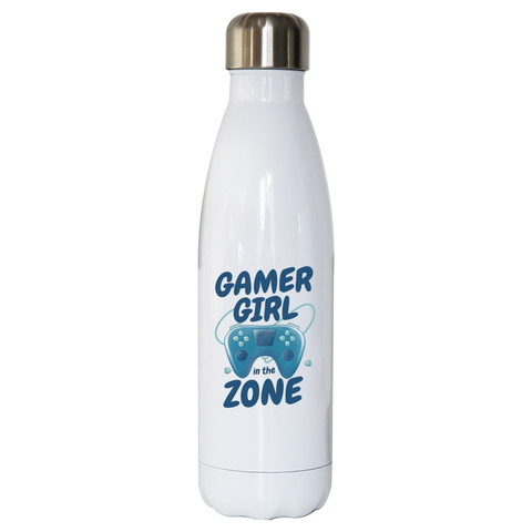 Joystick gamer girl water bottle stainless steel reusable White