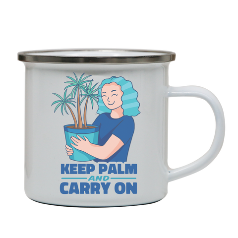 Keep palm enamel camping mug White