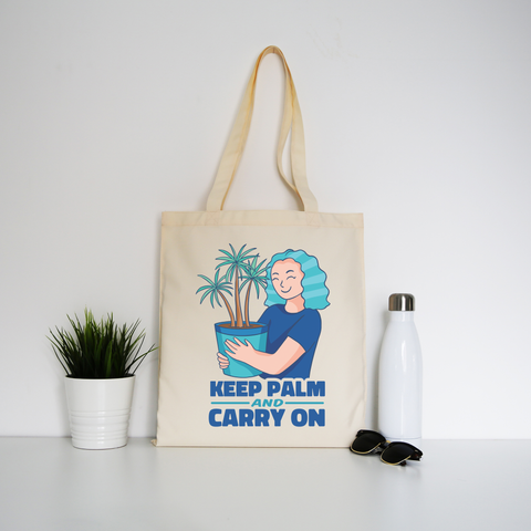 Keep palm tote bag canvas shopping Natural
