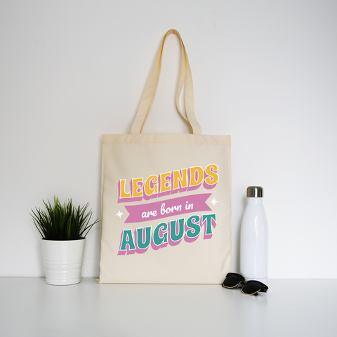 Legends born in August tote bag canvas shopping Natural