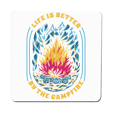 Life is better campfire coaster drink mat Set of 4