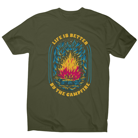 Life is better campfire men's t-shirt Military Green