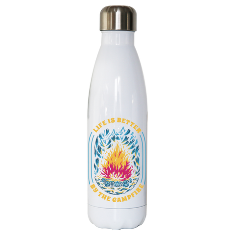 Life is better campfire water bottle stainless steel reusable White