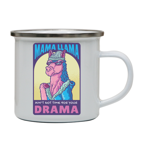 Mama llama enamel camping mug White