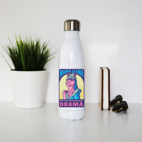 Mama llama water bottle stainless steel reusable White