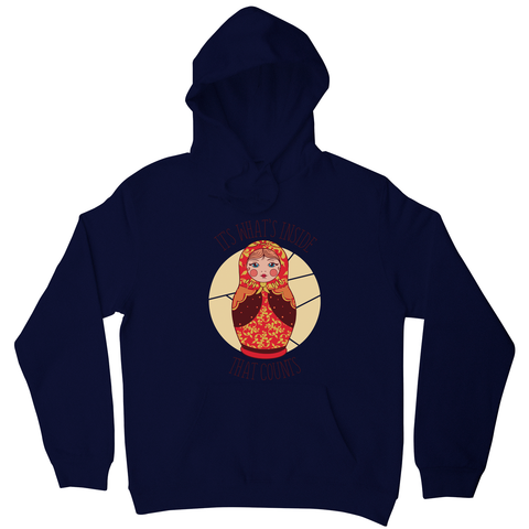 Matryoshka quote hoodie Navy