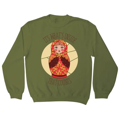 Matryoshka quote sweatshirt Olive Green