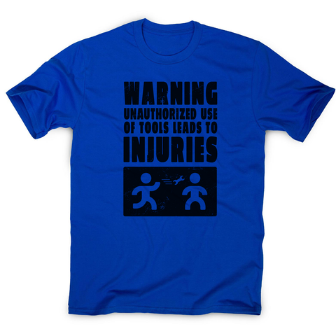 Mechanic warning sign men's t-shirt Blue