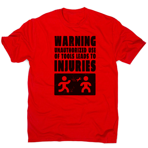 Mechanic warning sign men's t-shirt Red