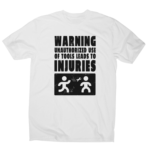 Mechanic warning sign men's t-shirt White