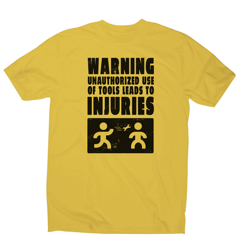 Mechanic warning sign men's t-shirt Yellow
