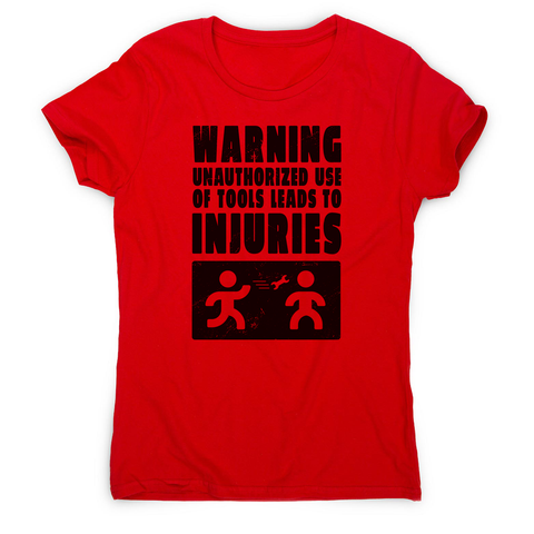 Mechanic warning sign women's t-shirt Red