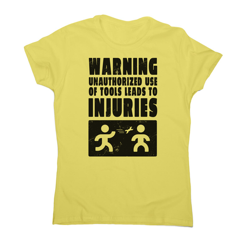 Mechanic warning sign women's t-shirt Yellow