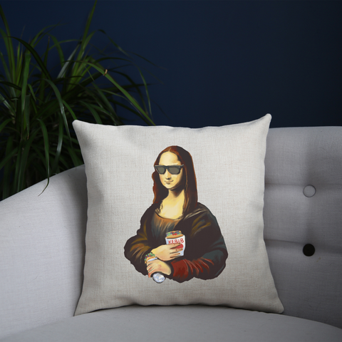 Mona Lisa kebab food painting cushion 40x40cm Cover +Inner