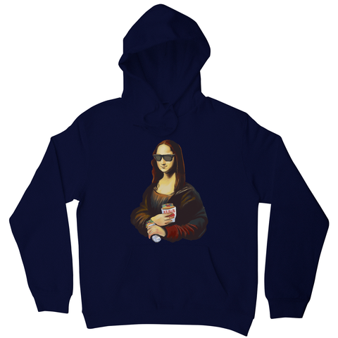 Mona Lisa kebab food painting hoodie Navy