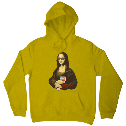 Mona Lisa kebab food painting hoodie Yellow