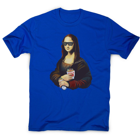 Mona Lisa kebab food painting men's t-shirt Blue