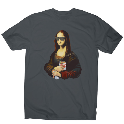 Mona Lisa kebab food painting men's t-shirt Charcoal