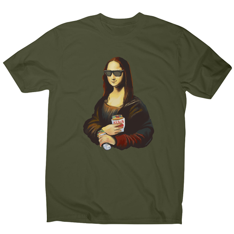 Mona Lisa kebab food painting men's t-shirt Military Green