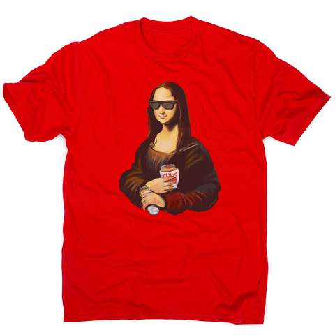 Mona Lisa kebab food painting men's t-shirt Red