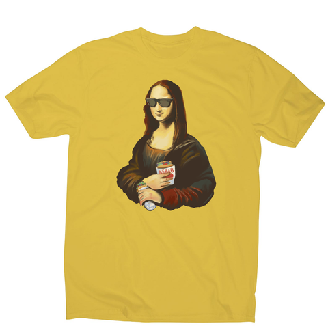 Mona Lisa kebab food painting men's t-shirt Yellow