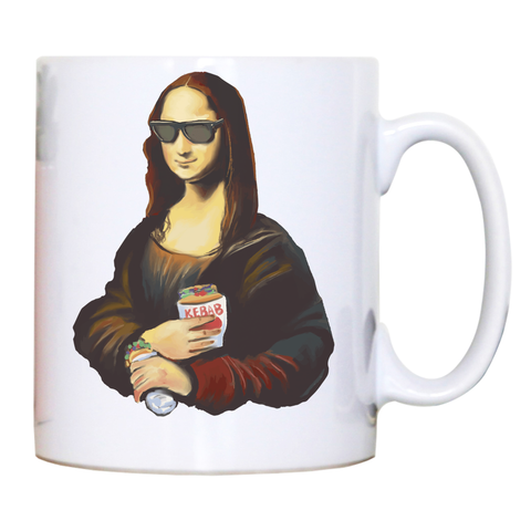 Mona Lisa kebab food painting mug coffee tea cup White