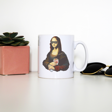 Mona Lisa kebab food painting mug coffee tea cup White
